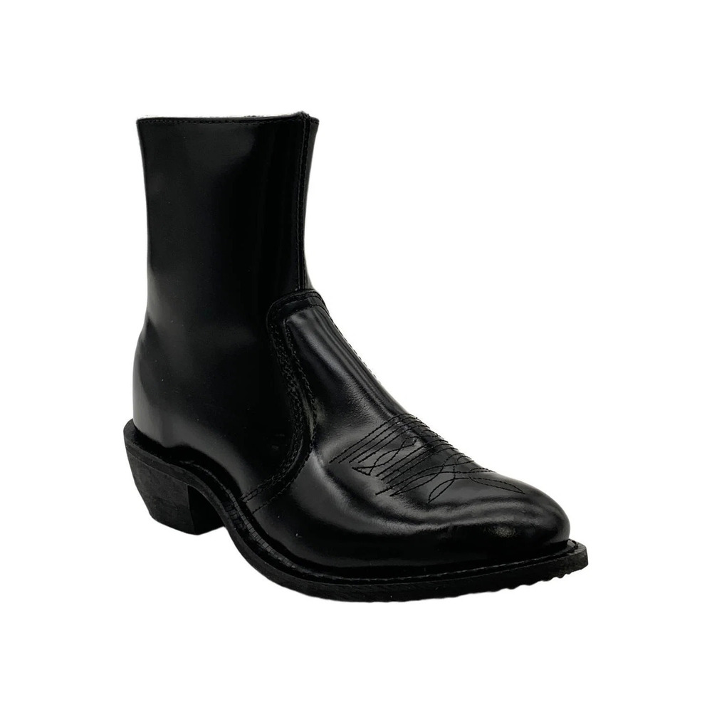 Leather Classics Men's 7-1/2" Western Dress Leather Boots Black - Medium
